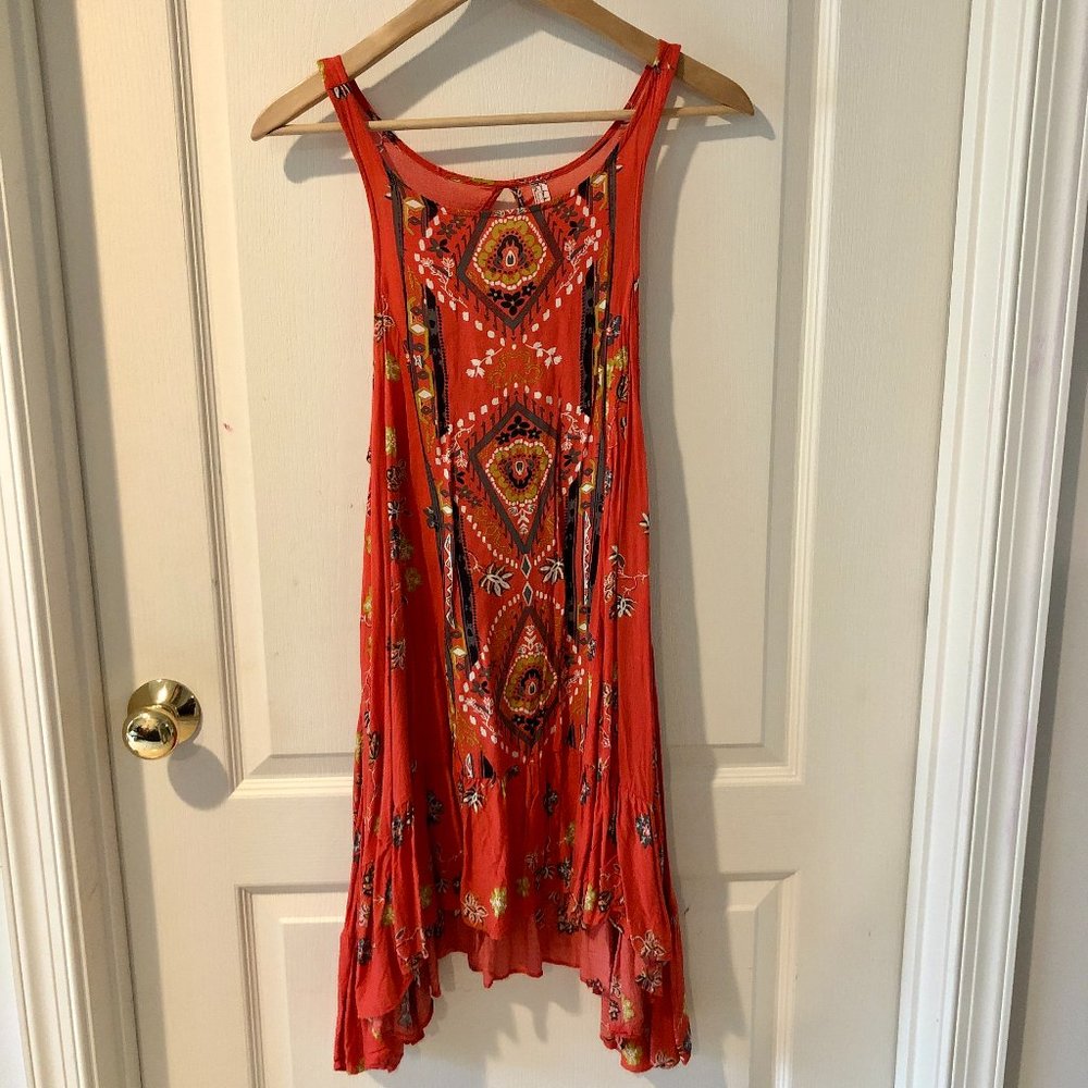 Free People Red Floral Flowy Dress